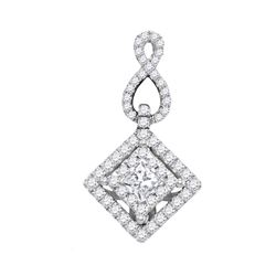 0.76 CTW Princess Diamond Square Pendant 14KT White Gold - REF-89N9F