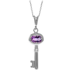 Genuine 0.50 ctw Amethyst Necklace Jewelry 14KT White Gold - REF-32M8T