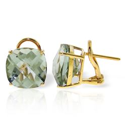 Genuine 7.2 ctw Green Amethyst Earrings Jewelry 14KT Yellow Gold - REF-46M5T