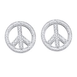 0.15 CTW Diamond Peace Sign Earrings 10KT White Gold - REF-22H4M