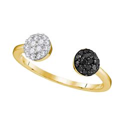 0.33 CTW Black Color Diamond Bisected Ring 10KT Yellow Gold - REF-19W4K