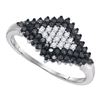 Image 1 : 0.50 CTW Black Color Diamond Cluster Ring 10KT White Gold - REF-22Y4X