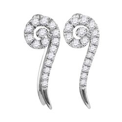 0.25 CTW Diamond Curled Vertical Stud Earrings 10KT White Gold - REF-22H4M