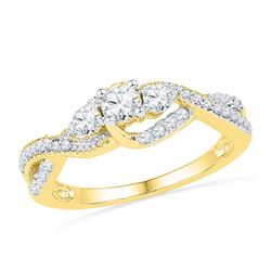 0.63 CTW Diamond 3-stone Bridal Engagement Ring 10KT Yellow Gold - REF-64Y4X