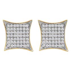 0.40 CTW Diamond Square Kite Cluster Screwback Earrings 10KT Yellow Gold - REF-30N2F