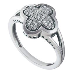 0.15 CTW Diamond Cluster Ring 10KT White Gold - REF-24W2K