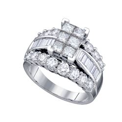 3 CTW Princess Diamond Cluster Bridal Engagement Ring 14KT White Gold - REF-344K9W