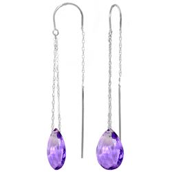 Genuine 6 ctw Amethyst Earrings Jewelry 14KT Yellow Gold - REF-21W9Y