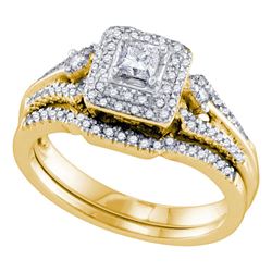 0.52 CTW Princess Diamond Bridal Engagement Ring 14KT Yellow Gold - REF-89Y9X