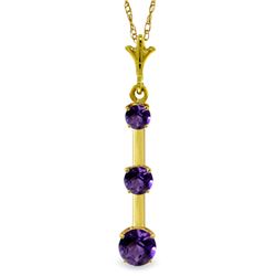 Genuine 1.25 ctw Amethyst Necklace Jewelry 14KT Yellow Gold - REF-29P3H