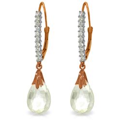 Genuine 6.3 ctw White Topaz & Diamond Earrings Jewelry 14KT Rose Gold - REF-56T3A