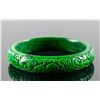 Chinese Green Hardstone Carved Floral Bangle