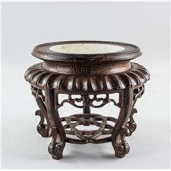 Chinese Wood and Marble Top Stand