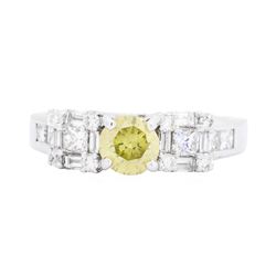 14KT White Gold 1.01 ctw Yellow and White Diamond Ring