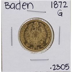 1872-G German States Baden 20 Mark Gold Coin