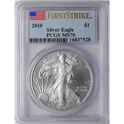 2010 $1 American Silver Eagle Coin PCGS MS70 First Strike