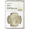 Image 1 : 1922 $1 Peace Silver Dollar Coin NGC MS63