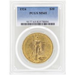 1924 $20 St. Gaudens Double Eagle Gold Coin PCGS MS65