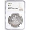 Image 1 : 1849 $1 Seated Liberty Silver Dollar Coin NGC MS61