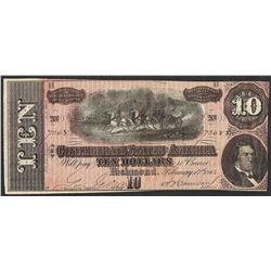 1864 $10 Confederate States of America Note