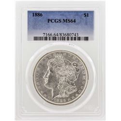 1886 $1 Morgan Silver Dollar Coin PCGS MS64