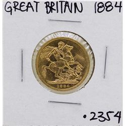 1884 Great Britain Queen Victoria Sovereign Gold Coin