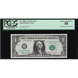 1974 $1 Federal Reserve Note Mismatched Serial Number ERROR PCGS Choice AU58