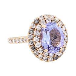 14KT Rose Gold 3.79 ctw Tanzanite and Diamond Ring