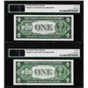 Image 2 : Changeover Pair of 1935D $1 Silver Certificate Notes PMG Gem Uncirculated 66EPQ