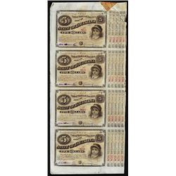 Uncut Sheet of (4) State of Louisiana Baby Bond Obsolete Notes