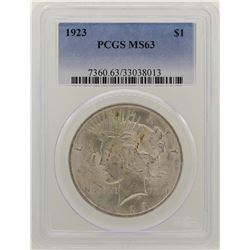 1923 $1 Peace Silver Dollar Coin PCGS MS63
