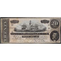 1864 $20 Confederate States of America Note