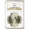 Image 1 : 1923 $1 Peace Silver Dollar Coin NGC MS65