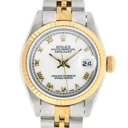 Rolex Ladies Two Tone 14K White Roman 26MM Datejust Wristwatch