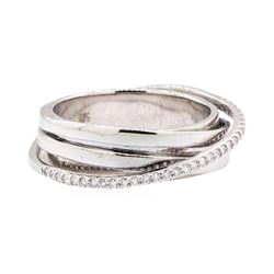 14KT White Gold 0.25 ctw Diamond Crossover Ring