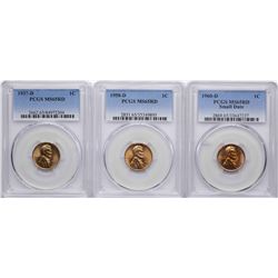 Lot of 1937-D, 1958-D, & 1960-D Small Date Lincoln Wheat Cent Coins PCGS MS65RD