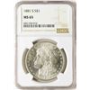 Image 1 : 1881-S $1 Morgan Silver Dollar Coin NGC MS65