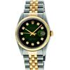 Image 2 : Rolex Men's Two Tone 14K Green Vignette Diamond 36MM Datejust Wristwatch