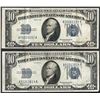 Image 1 : Lot of (2) 1934 $10 Silver Certificate Notes