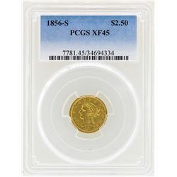 1856-S $2 1/2 Liberty Head Quarter Eagle Gold Coin PCGS XF45