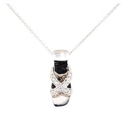 18KT White Gold Sandal 0.10 ctw Diamond Pendant with 14KT White Gold Chain