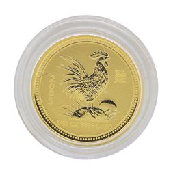 2005 $15 Australia Lunar Year of the Rooster 1/10 oz. Gold Coin