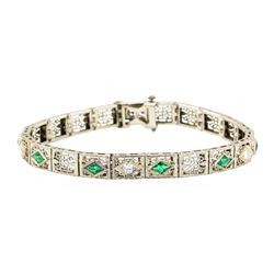 14KT White Gold 1.72 ctw Emerald and Diamond Bracelet