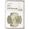 Image 1 : 1922 $1 Peace Silver Dollar Coin NGC MS64