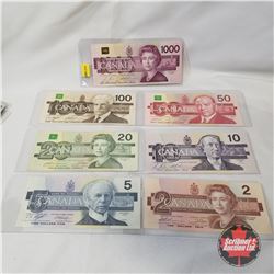 Canada "BIRD SERIES" SET of 7 Bills!!!! $2, $5, $10, $20, $50, $100, $1000
