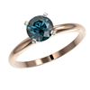 Image 2 : 1.05 CTW Certified Intense Blue SI Diamond Solitaire Engagement Ring 10K Rose Gold - REF-136H4A - 36