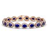 21.69 CTW Sapphire & Diamond Halo Bracelet 10K Rose Gold - REF-315Y5K - 41097