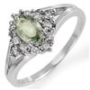 0.95 CTW Green Sapphire & Diamond Ring 10K White Gold - REF-32T2M - 10378