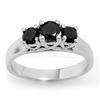0.55 CTW VS Certified Black Diamond 3 Stone Ring 14K White Gold - REF-34T5M - 13840