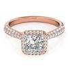 1.15 CTW Certified VS/SI Princess Diamond Solitaire Halo Ring 18K Rose Gold - REF-163A6X - 27094